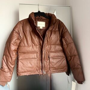 Madden Girl Faux Leather Puffer Jacket